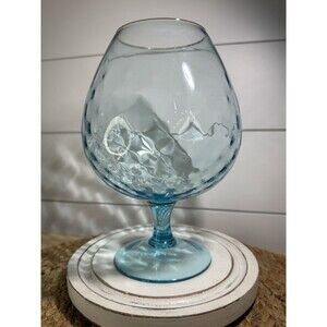 Vintage Empoli Aqua Blue Optic Blown Art Glass Fishbowl Brandy Snifter 8.75 Tall